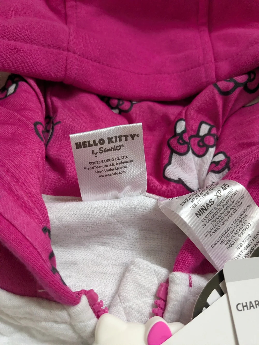Hello Kitty Girls' Pink & White Quilted Hoodie Jacket